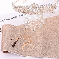 Vista 7 de YARIEW Sweet 16 Birthday Decorations for Girls, Sweet 16 Sash and Tiara, Birthday Crown and Sash, 16th Birthday Gifts Oro rosa