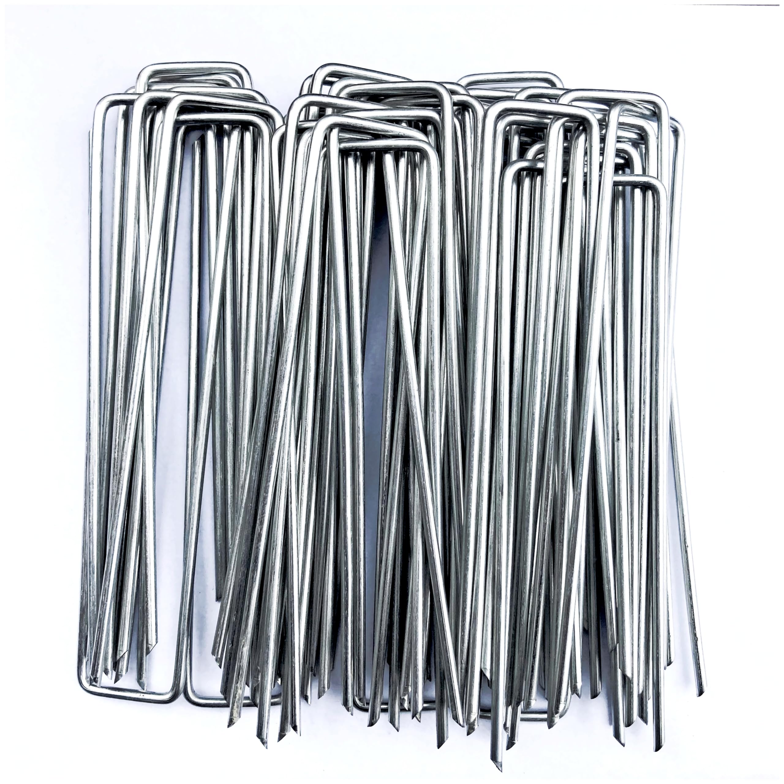 HAORONG U-Shaped Galvanised Garden Pegs, 6”/150mm Weed Membrane Pegs Ground Pegs for Weed Control Membrane Artificial Grass Netting Fabric Ground Stakes Landscape Staples (20)