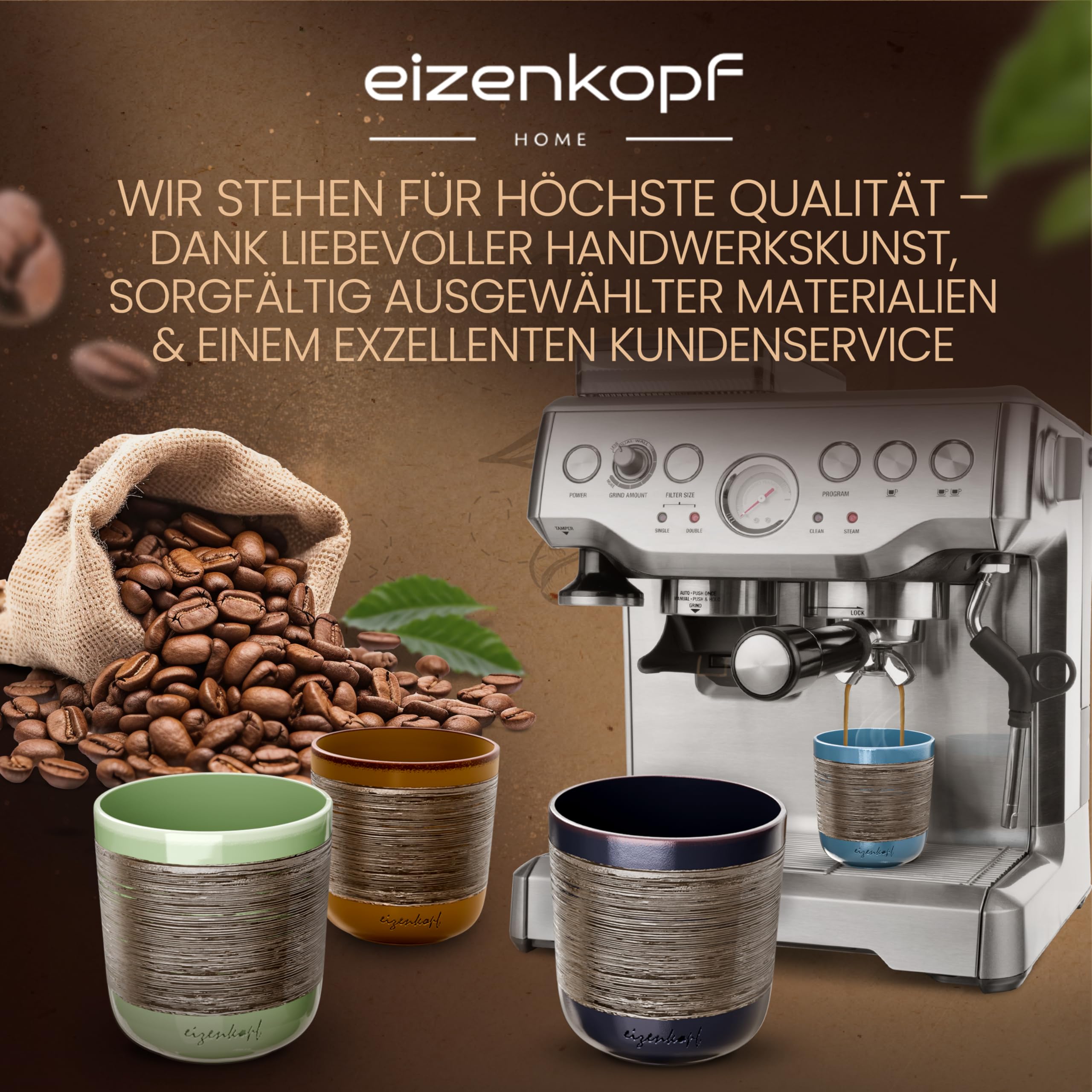 Design Espressotassen Set aus Handarbeit [4x160ml] für exklusiven Geschmack & Ihren individuellen Stil I Hochwertiges & robustes Espresso Tassen Set I Espressotassen dickwandig