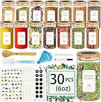 Vista 8 de Tarros de vidrio con tapas de bambú de 20 onzas, 12 recipientes apilables de almacenamiento de vidrio de cocina con tapas herméticas de bambú