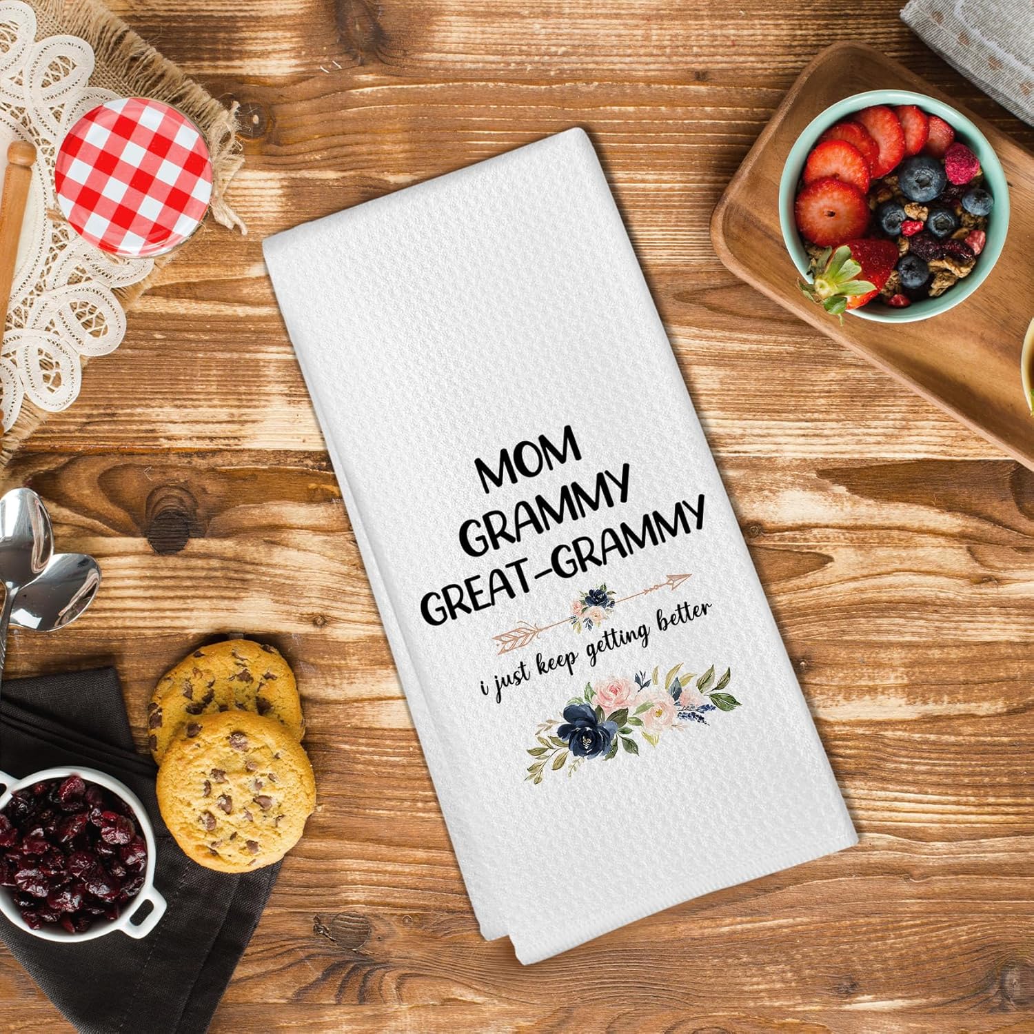 Great Grammy Floral Gifts Kitchen Towels, Grammy Dish Towels, Mom Gifts for Mothers Day Birthday, Grandma Decorative Hand Towel Tea Towel for Bathroom, 16x24 Inches - Image 3