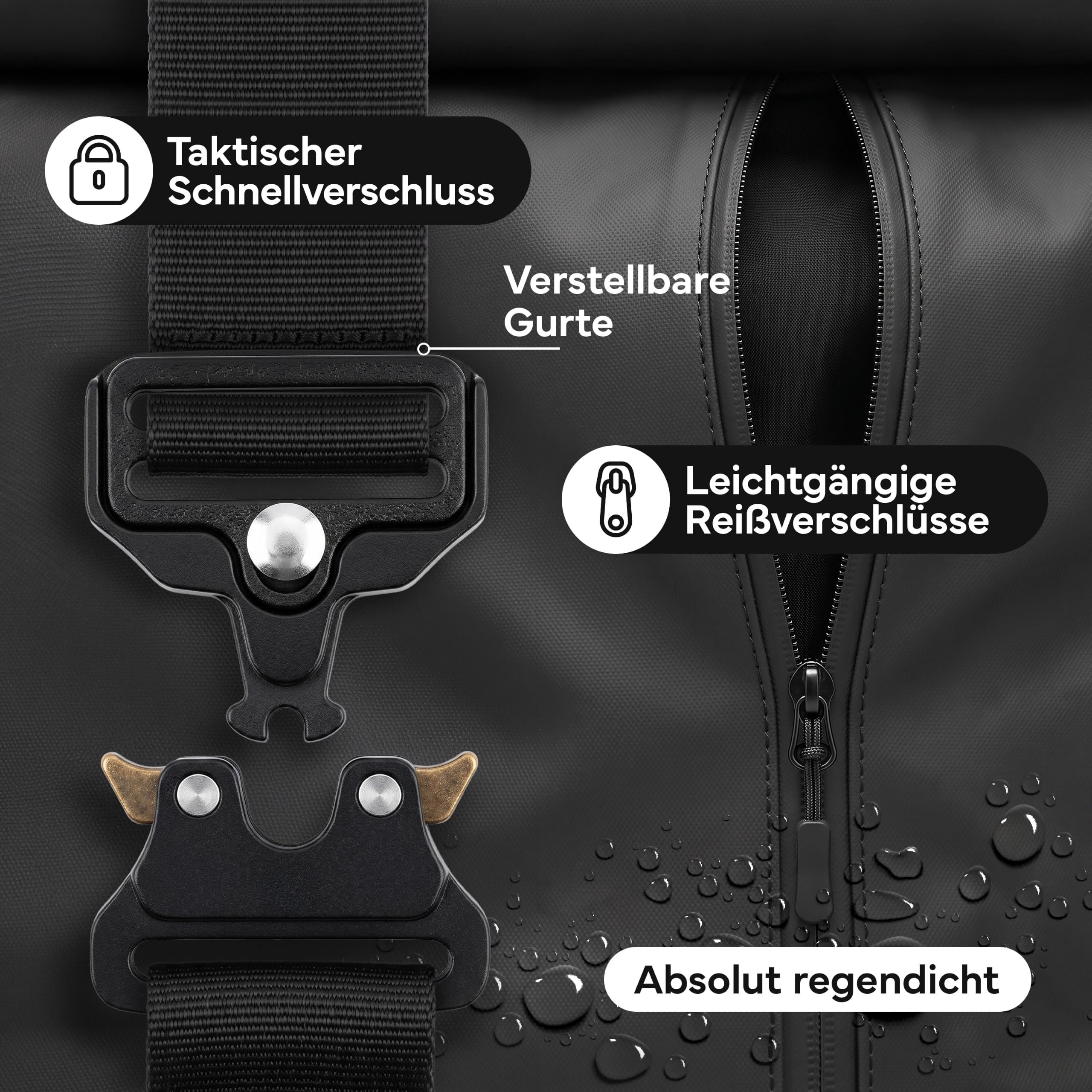 NEOLYMP Zaino da uomo e donna, impermeabile, con grande scomparto per laptop, Wet Case e accesso alla schiena, espandibile in modo flessibile, zaino da viaggio, zaino da trekking, zaino sportivo