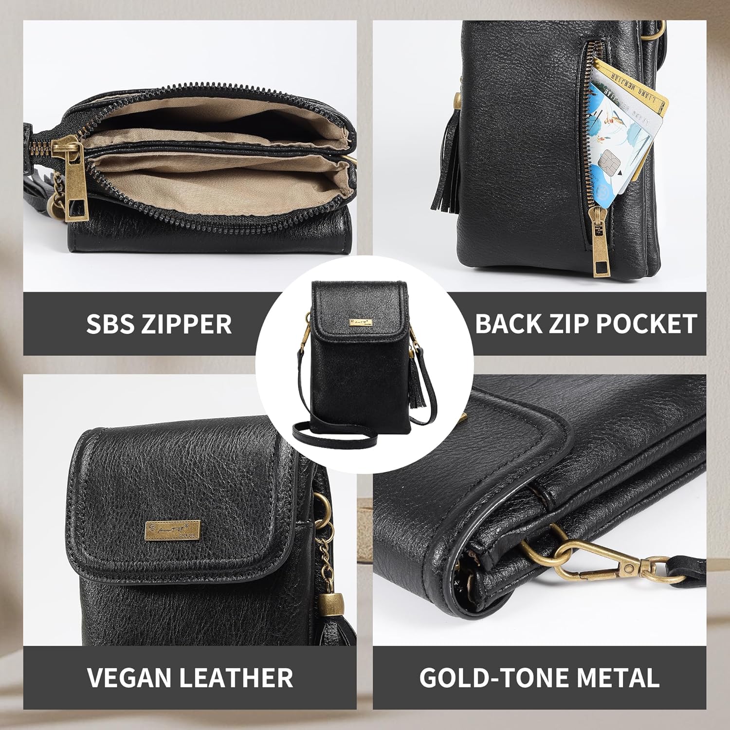 AnsTOP Small Crossbody Bags for Women, Vegan Leather Crossbody Phone Purse, Handheld & Adjustable Shoulder Strap
