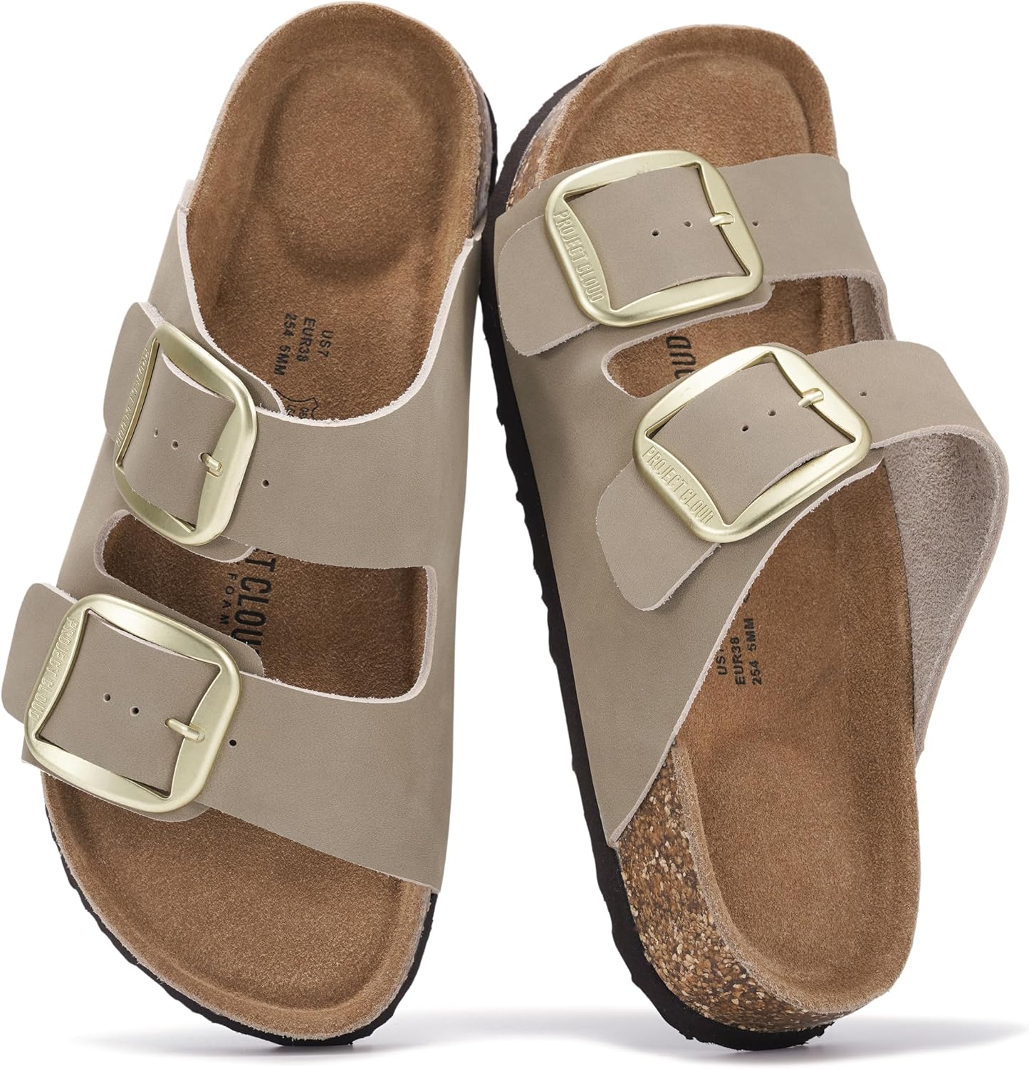 Project Cloud 100% Genuine Leather Flat Sandals for Women 2026 Comfortable Beach Essentials Womens Sandals Memory Foam Vacation Essentials Slides for Women Footwear (Santorini)