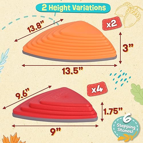 Miniatura 4 de Piedras de equilibrio para niños (paquete de 6), antideslizantes, habilidades motoras gruesas y juego en interiores y exteriores, piedras de salto,