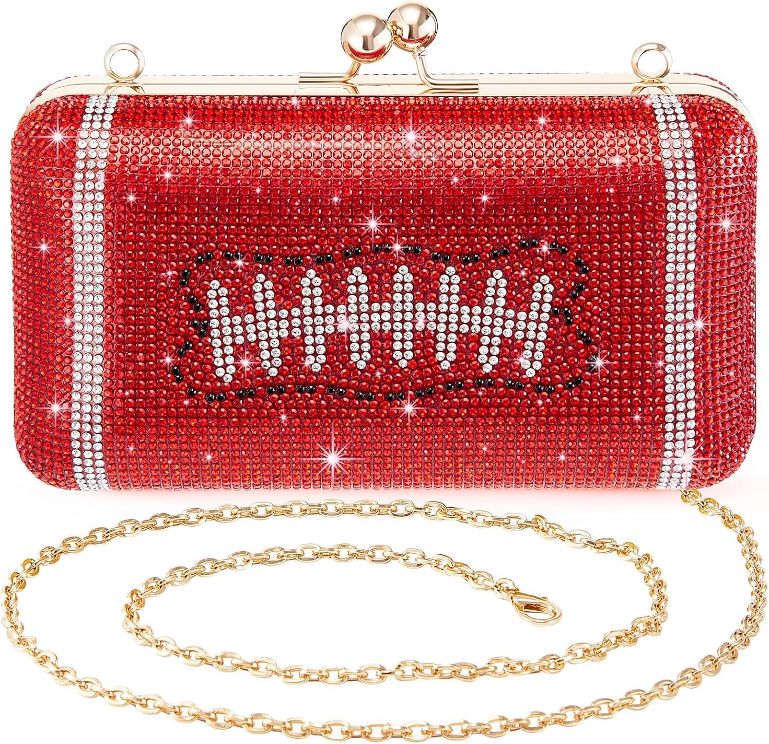 Dansydaisy Football Purse Rhinestone Bling Evening Bag Women Glitter Sparkly Crystal Rugby Novelty Clutch for Sports Party