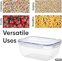 Vista 2 de Recipiente grande de plástico para almacenamiento de alimentos con tapa hermética para despensa, refrigerador, 20 tazas, 160 onzas, sin BPA