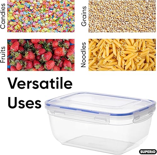 Miniatura 2 de Recipiente grande de plástico para almacenamiento de alimentos con tapa hermética para despensa, refrigerador, 20 tazas, 160 onzas, sin BPA,