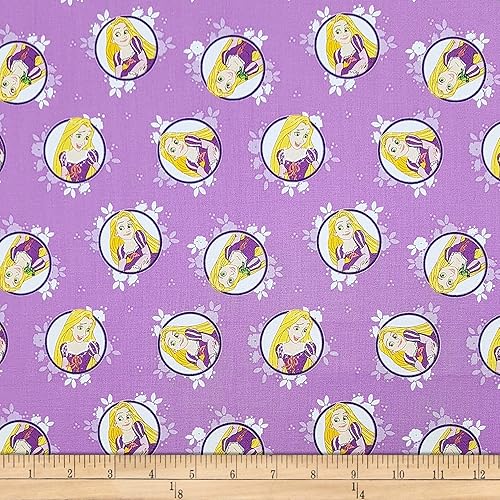 Eugene Textiles Disney Forever Princess Rapunzel en círculos en tela, morado, tela por yarda