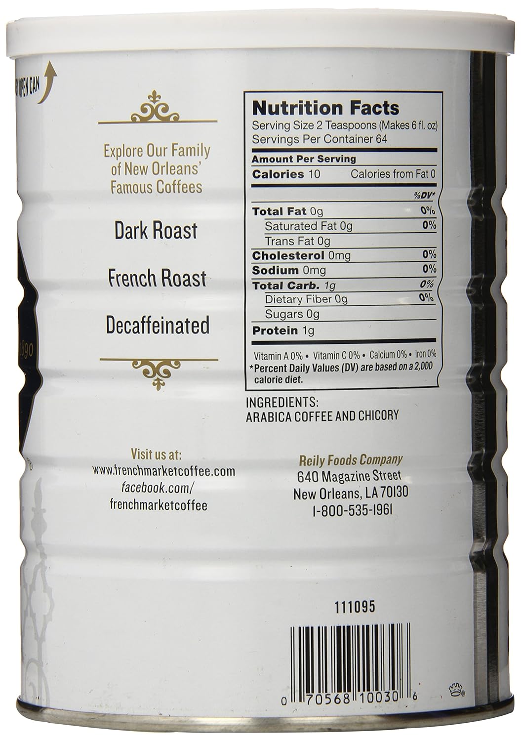 French Market Coffee & Chicory Restaurant Blend, Medium-Dark Roast Ground Coffee Metal Can, 12-Ounce (Pack of 4)