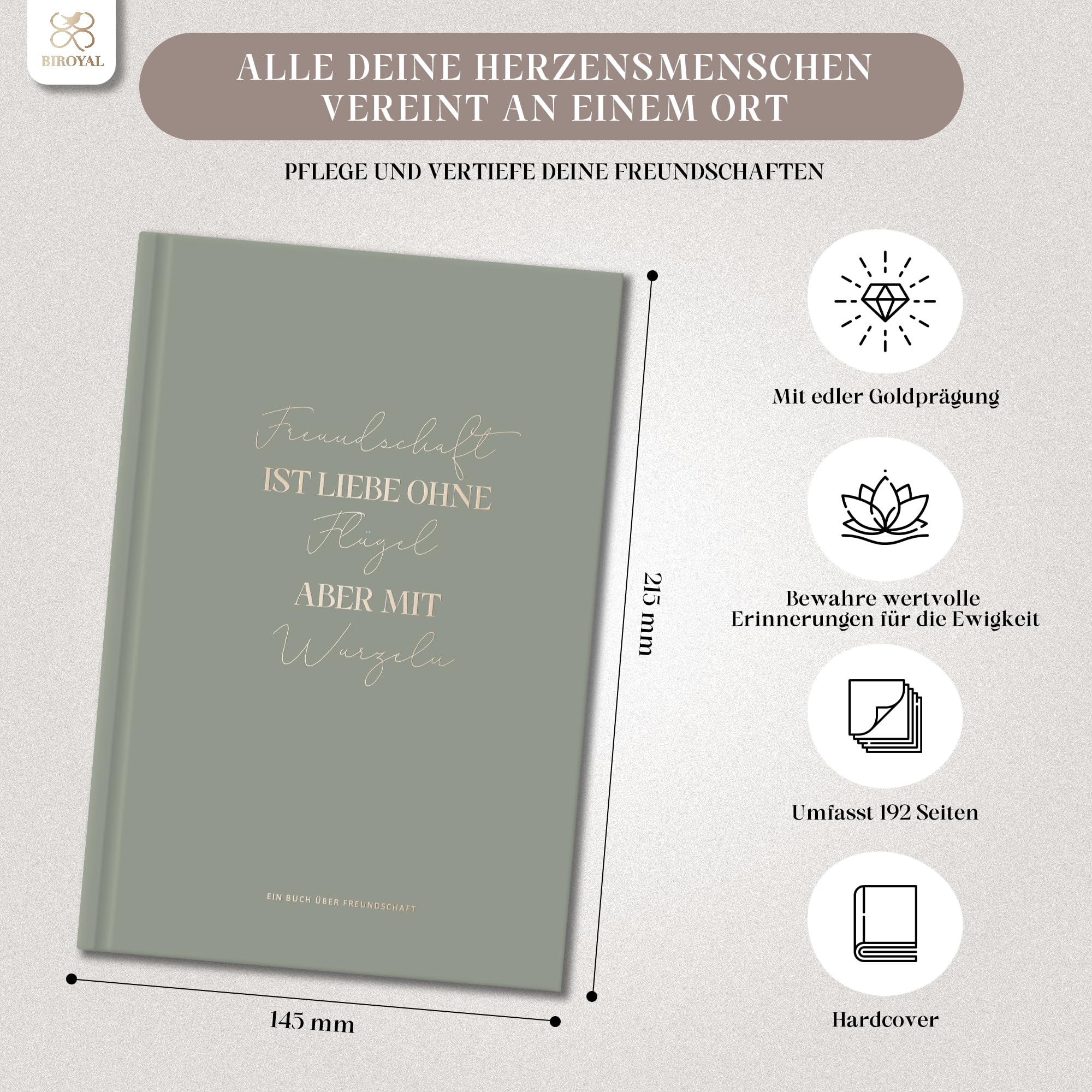 BIROYAL Friendship Book, Text Pattern, Green, 14,5 x 21,5 cm - Image 2