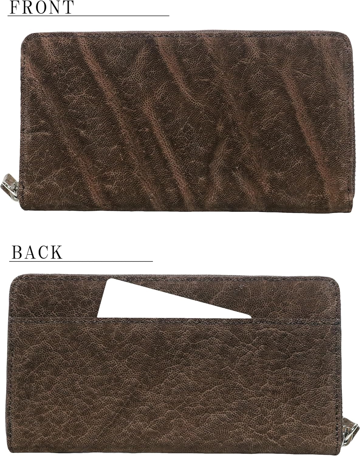 Amazon | グレー エレファント レザー 財布 象皮 メンズ レディース 長