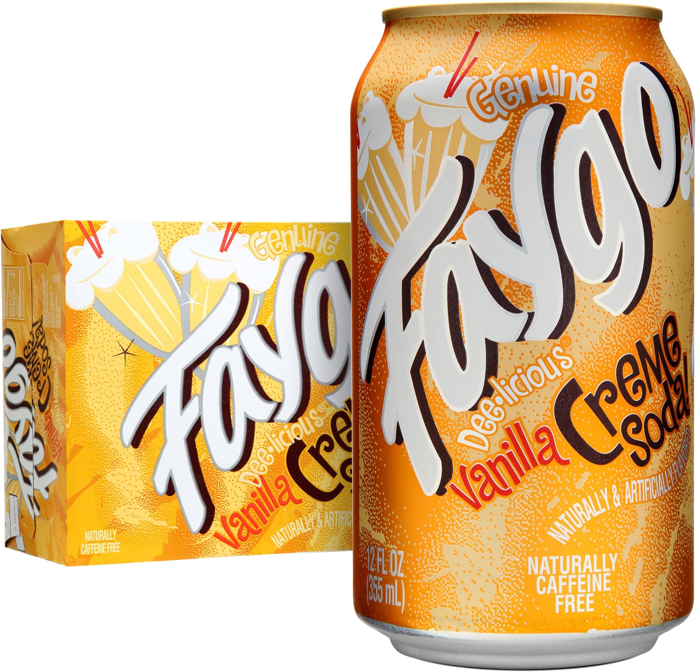 Faygo Crème Soda | 12-Pack of 12oz Cans | Smooth Vanilla Cream Flavor | Caffeine-Free | Sweet & Creamy Treat