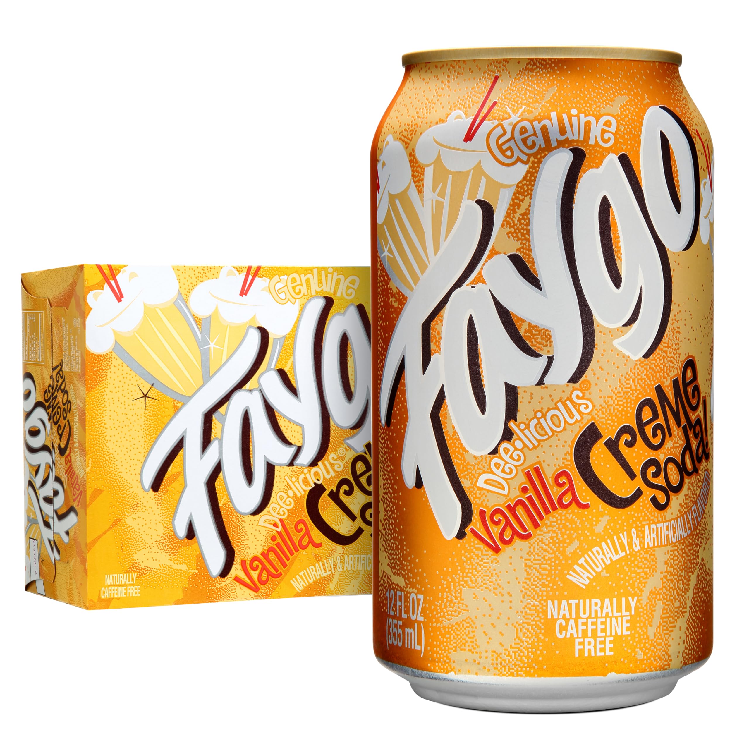 Faygo Crème Soda | 12-Pack of 12oz Cans | Smooth Vanilla Cream Flavor | Caffeine-Free | Sweet & Creamy Treat