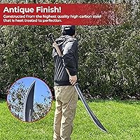 Vista 4 de MedievalDepot Naginata guerrero samurái japonés (53 pulgadas, acero de alto carbono, funda de cuero negro)