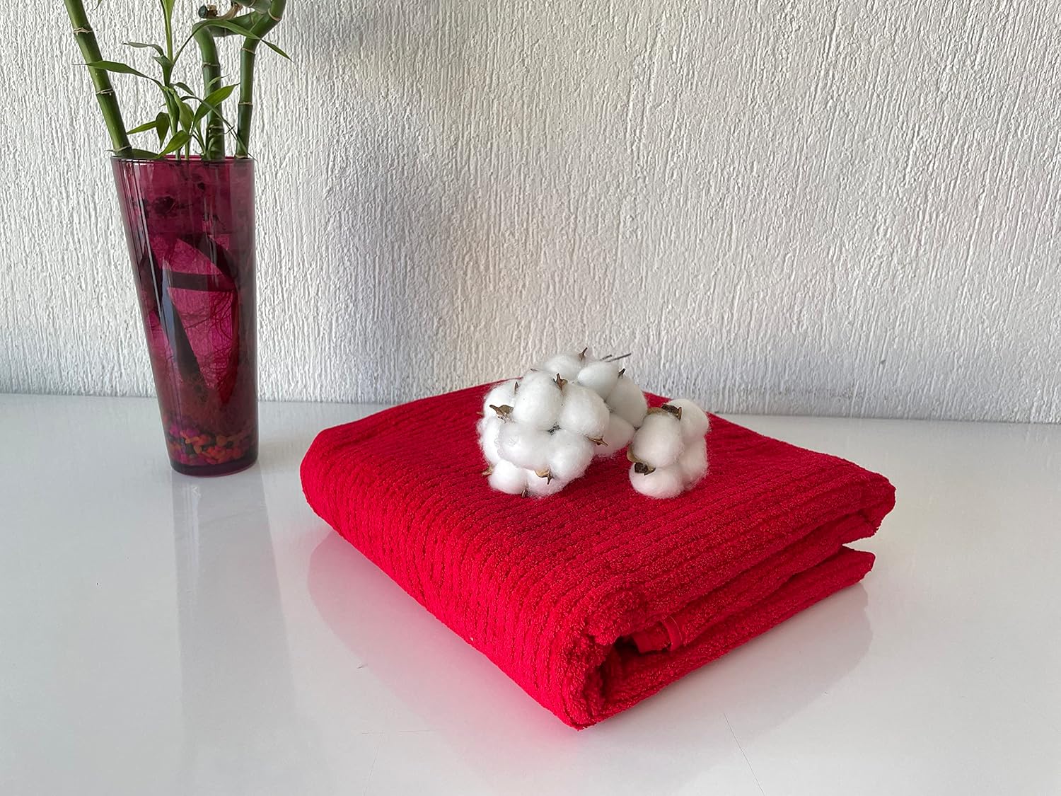 100% Cotton Turkish Towels for Bath Hotel and Spa, Large Bath Towels, Soft and Absorbent Bath Sheet, Red (4)