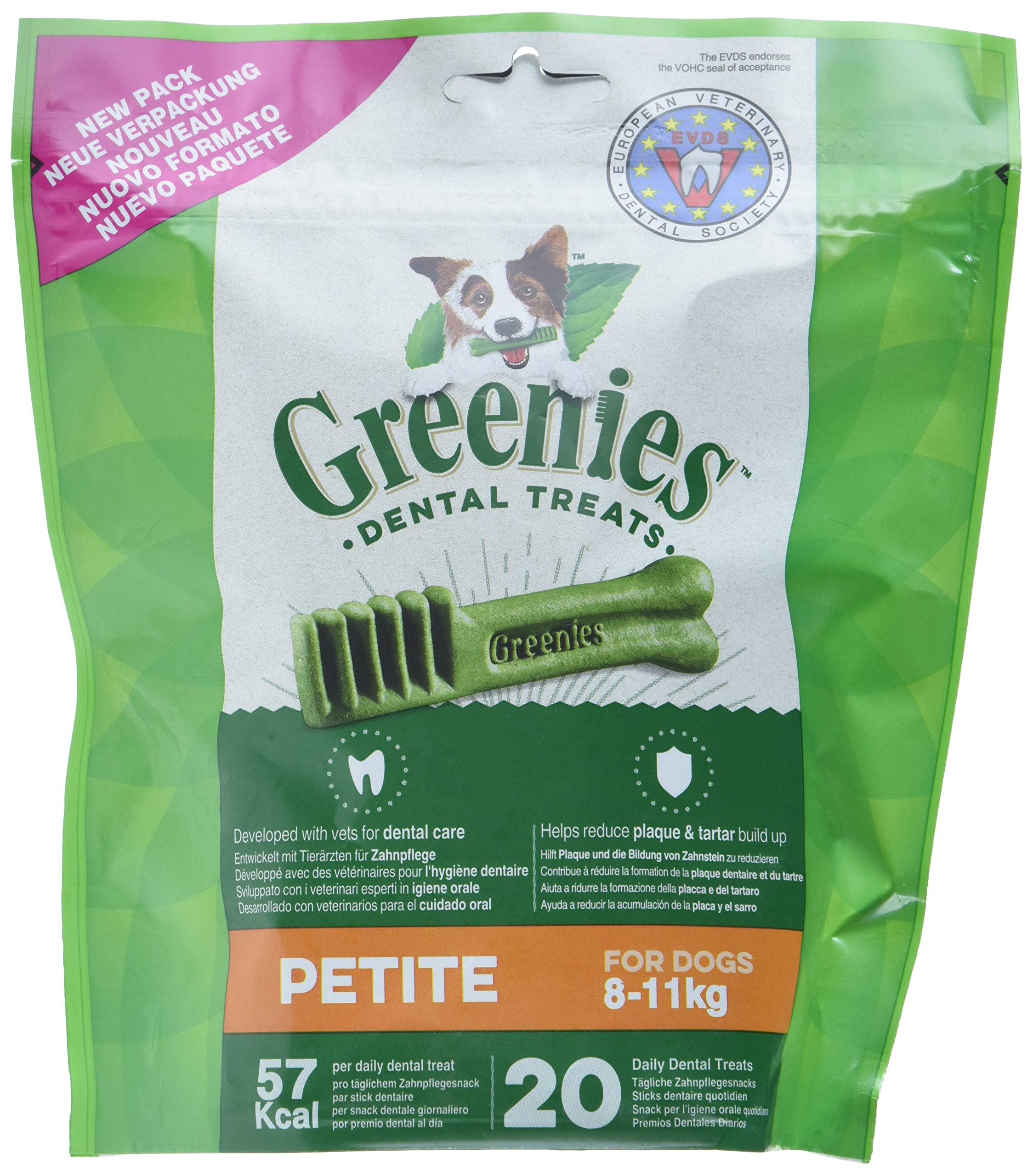 Greenies Original Daily Dental Care Snacks Petite Dog Treats for Daily Teeth Cleaning for Small Dogs from 8-11 kg, 20 Sticks