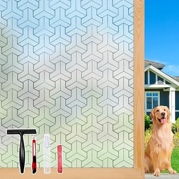 JAYONG Frosted Glass Window Privacy Film with Kit, Lattice 35.4 x 196.8
