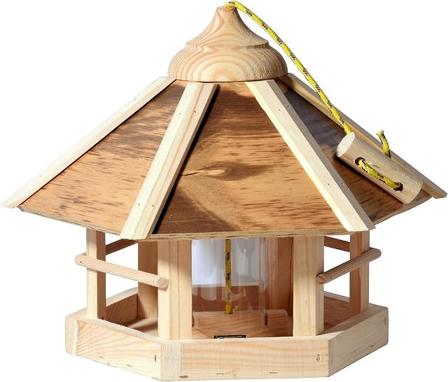 dobar dobar 21391e Vogelfutterhaus Camouflage, Holz zum Aufhängen, inkl. Futtersilo, 35 x 35 x 29 cm — Vogelhäuser