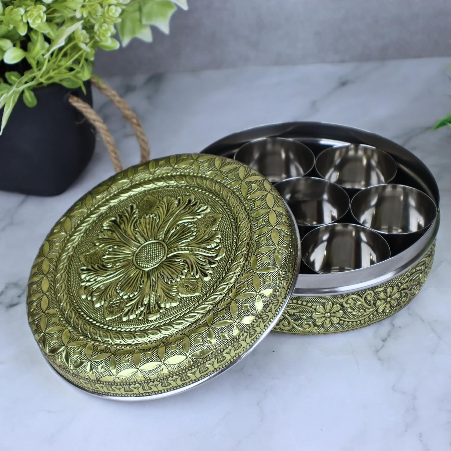 NAVRANG Spice Box (Golden embossed)