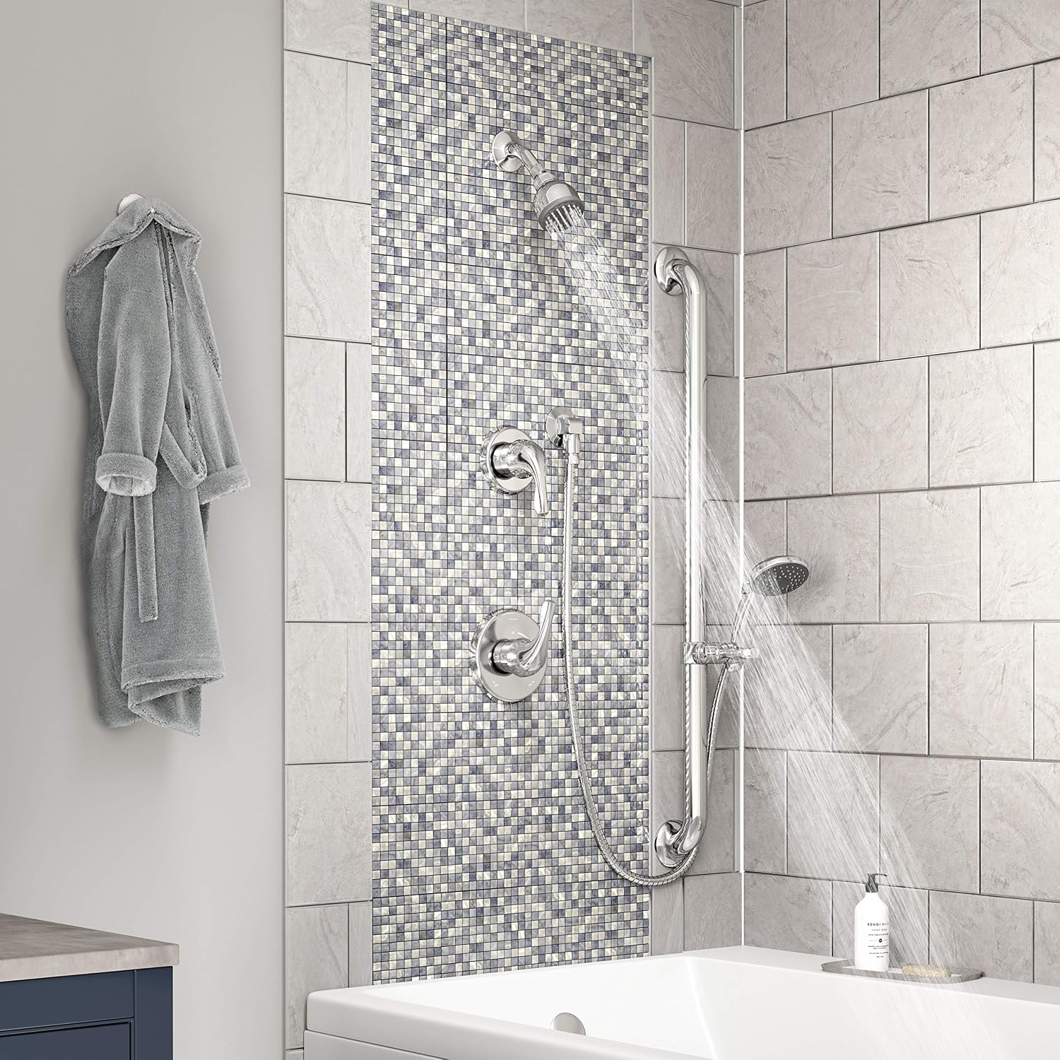 Symmons 9605-PLR-B-1.5-TRM Origins 2-Handle 1-Spray Shower Trim with 1-Spray Hand Shower (Valves Not Included)