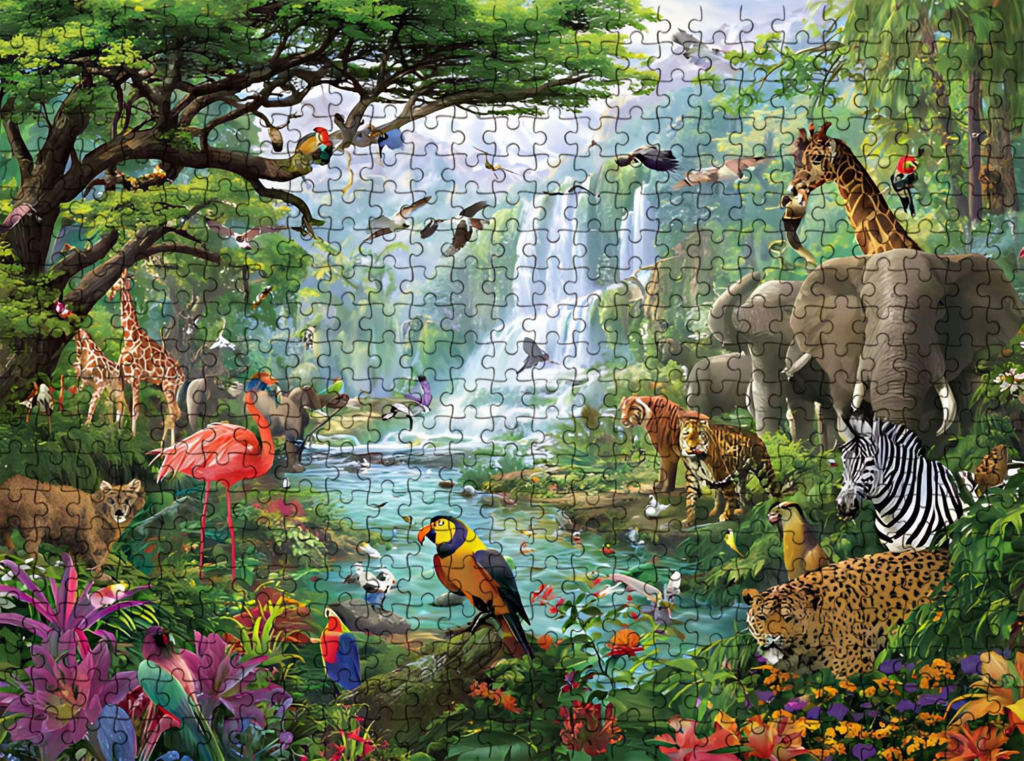 Puzzle 4000 Teile, Holzpuzzle Erwachsene 141 x 87 cm, Kniffliges Denksport Spiel, Großer Puzzlespaß für anspruchsvolle Liebhaber, Familienspiel, Puzzles für Dekor und Geschenk Tier tropisch f0-158