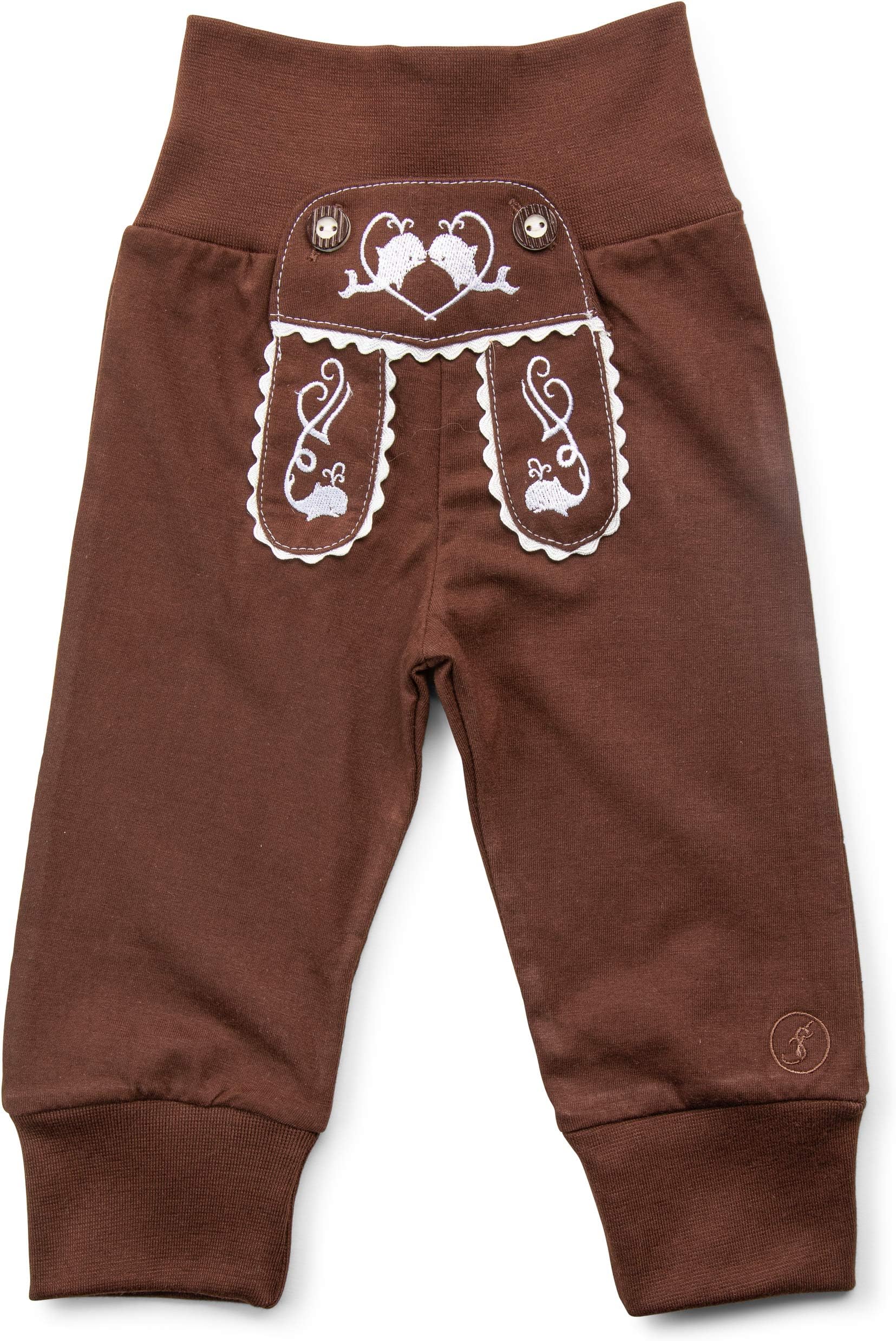 Schöneberger Trachten CoutureSchneberger Trachten Couture Baby Stoffhose im Lederhosen Design Babyhose Jogginghose mit elastischem Bund Pumphose Kinderhose Bockkitz