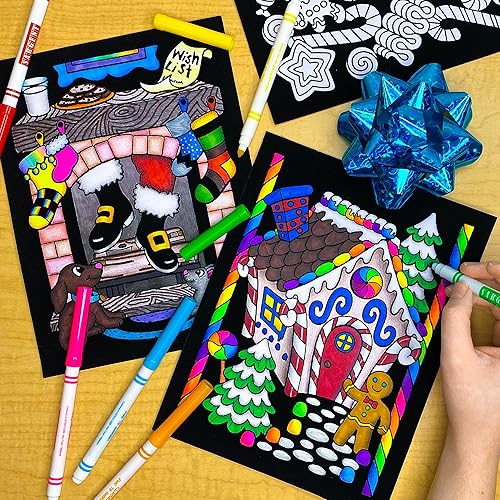 Miniatura 6 de Super paquete de 18 pósteres de terciopelo mullido para colorear (edición navideña), excelente proyecto de manualidades para compartir y colorear,