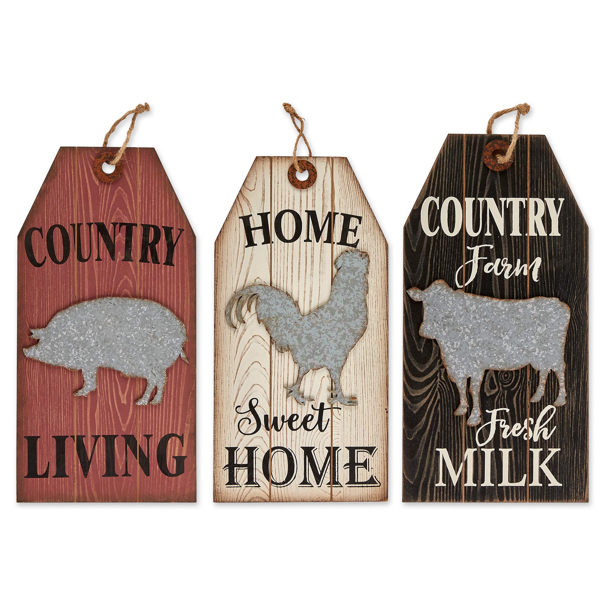 DII Farmhouse Wall Art Sign, Tags, 3 Piece