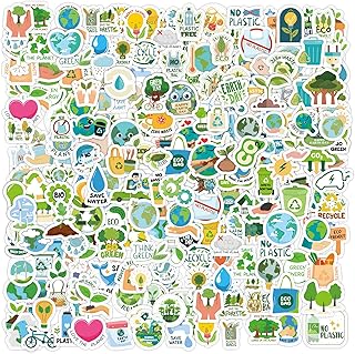 JULBEAR 200 Pcs Earth Day Stickers Cute Sticker for Water Bottle Luggage Phone Cards Earth Day Stickers for Kids