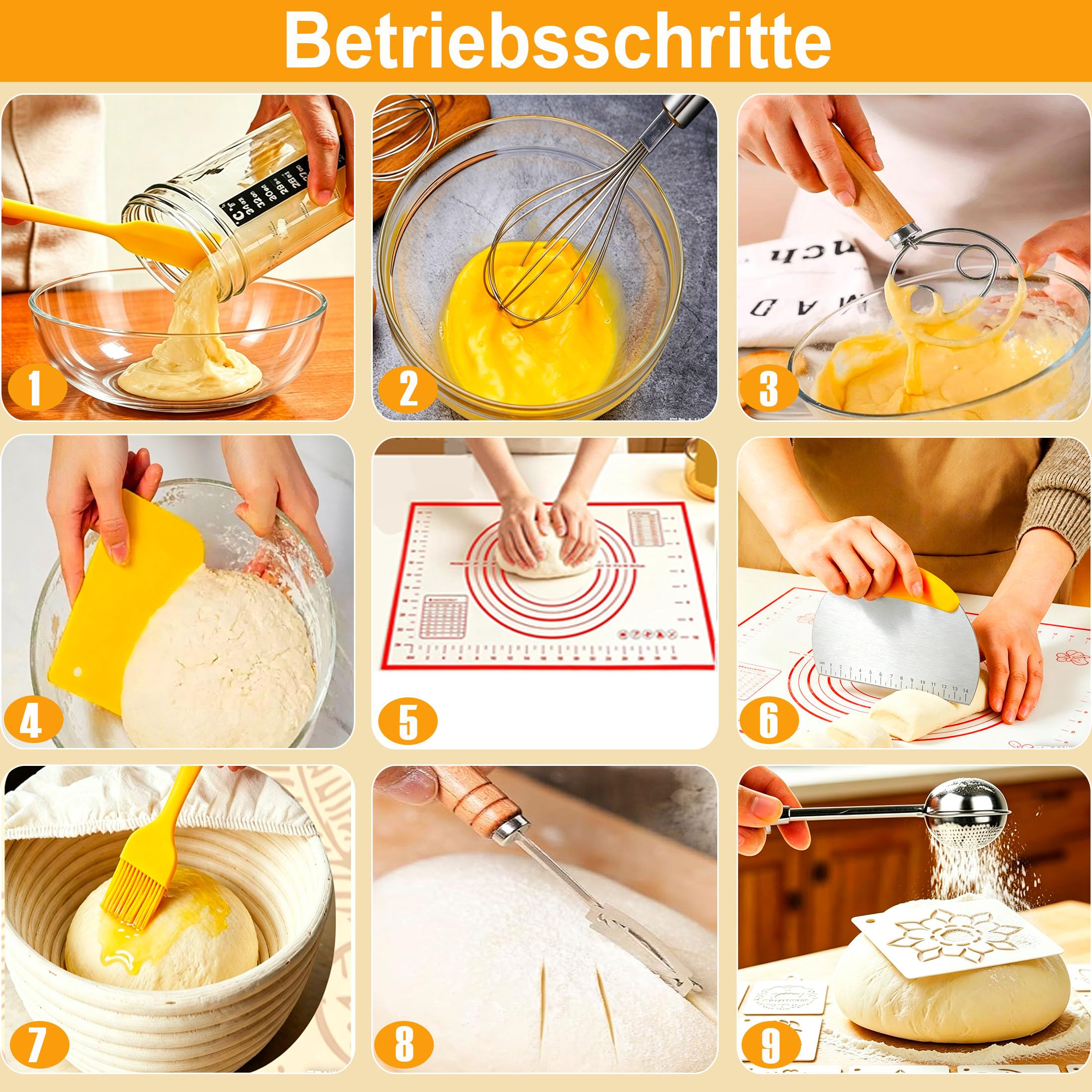 Gärkörbchen von Sauerteig Starter Set, 2 Gärkorb – Gärkörbchen Rund 23cm, Oval 25cm, Sauerteig Starter Glas, Brot Backen Zubehör, Brotbackzubehör, Geschenk für Anfänger, Erfahrener Bäcker