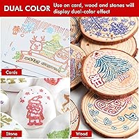 Vista 3 de Shuttle Art Paquete de 40 marcadores permanentes de contorno de doble línea, 20 marcadores plateados y 20 dorados, juego de marcadores brillantes