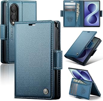 Wallet Case for Samsung Galaxy Z Fold 8 with 3 Card Holder, Blue