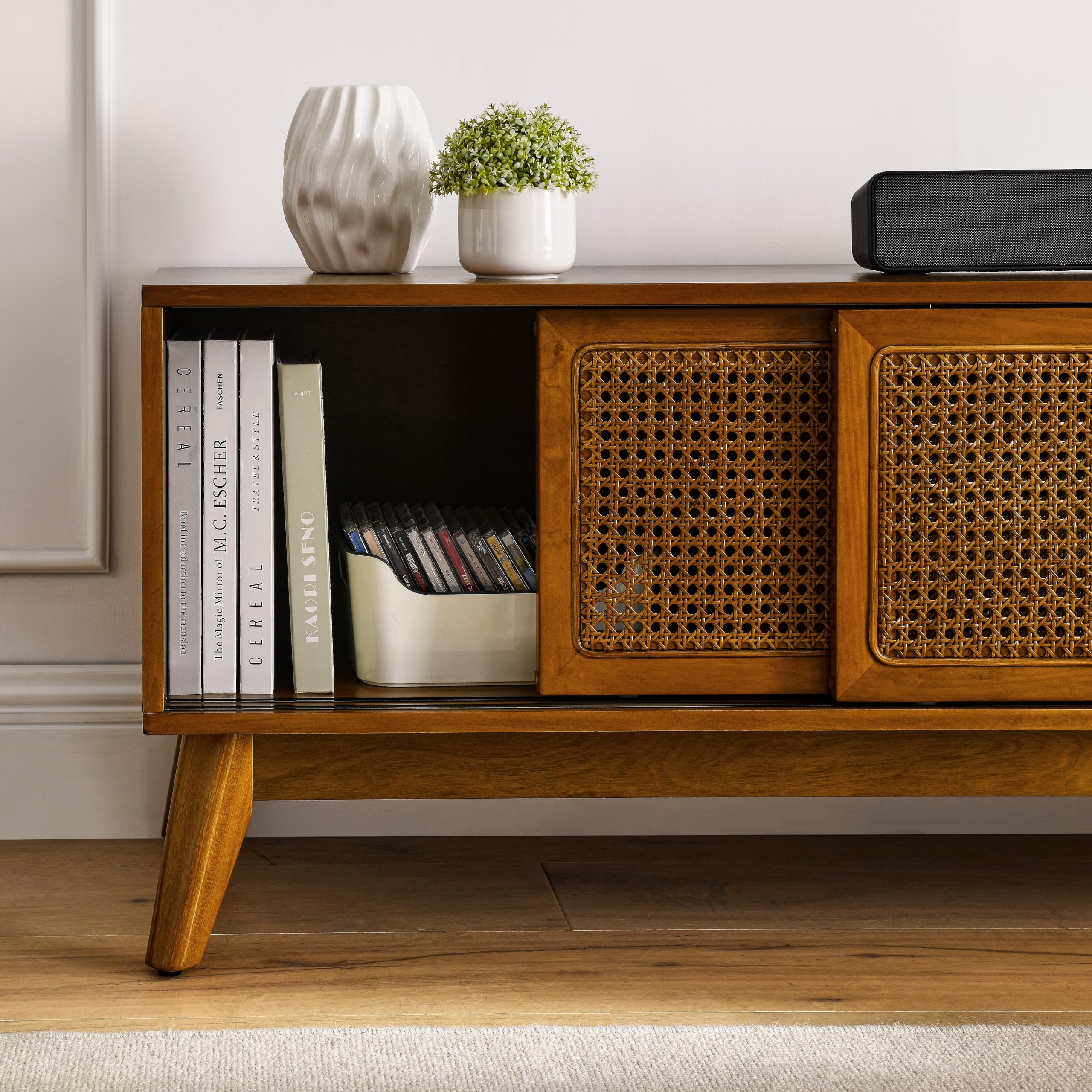 Amazon.com: LUMISOL Mid Century Modern Rattan TV Stand for 65 Inch