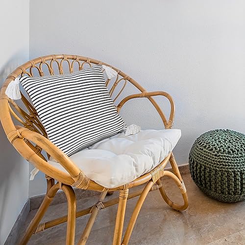 Miniatura 2 de Trade AM Ox Bay - Funda de almohada de algodón orgánico a rayas negras y blancas tejidas a mano