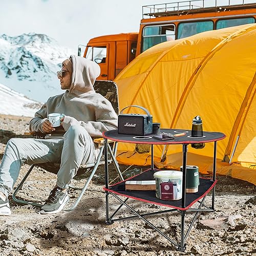 Miniatura 2 de Mesa de camping portátil, mesas de playa al aire libre para arena, mesa de picnic plegable con 4 portavasos y bolsa de transporte, mesas de lona