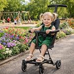 Dream On Me Coast Rider Poussette de voyage – Noir, léger & Poussette compacte pour bébé, Parc thématique Approuvé, Design pliable, Poignée réglable, Roues souples, Convertit en Rider & Scooter