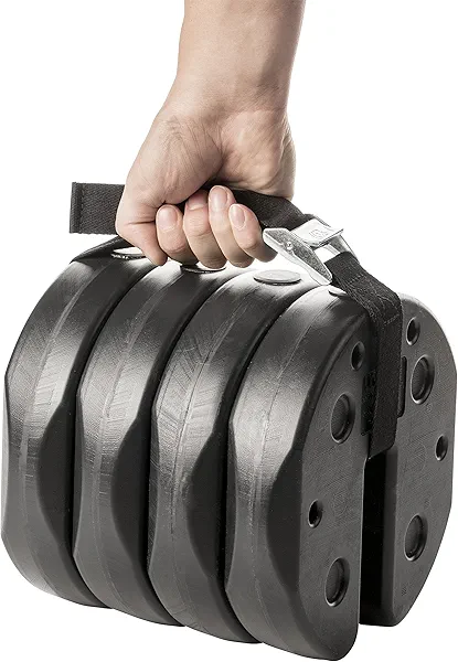 US Weight 40 Pound Canopy Weight Set of 4 and Carry Strap with No-Pinch Design - Easy Installation and Removal to Secure Tents, Canopies, and Umbrellas at Outdoor Events