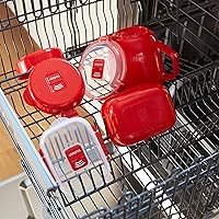 Vista 7 de Sistema 1117 Utensilio de cocina para cocinar huevos de manera fácil en el microondas, color rojo