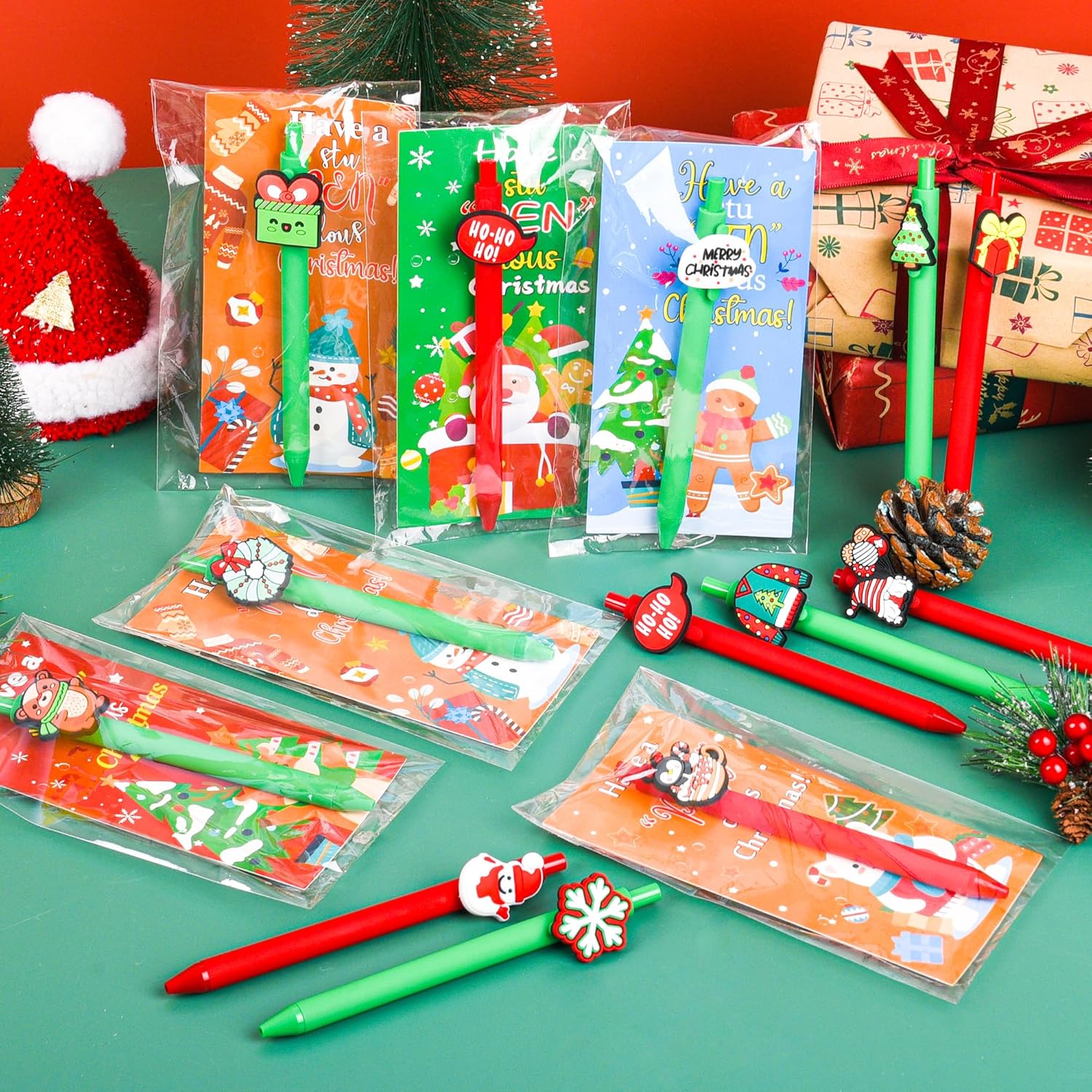 LiYiQ 48 PCS Christmas Ballpoint Pens Bulk for Christmas Stocking Stuffers Christmas Classroom Gifts for Classroom Prizes, Office Supplies