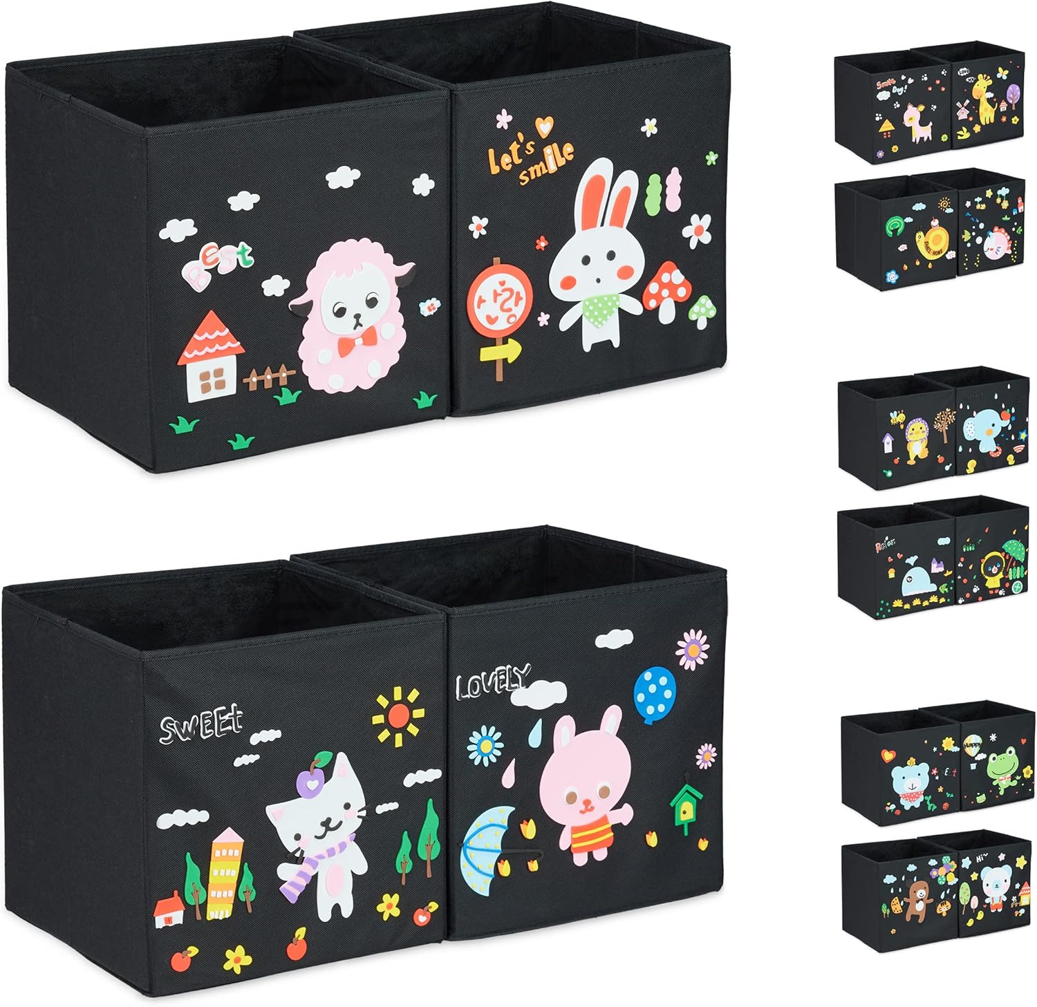Relaxdays Children’s Storage Boxes, Set of 4, DIY Foam Stickers, Toy