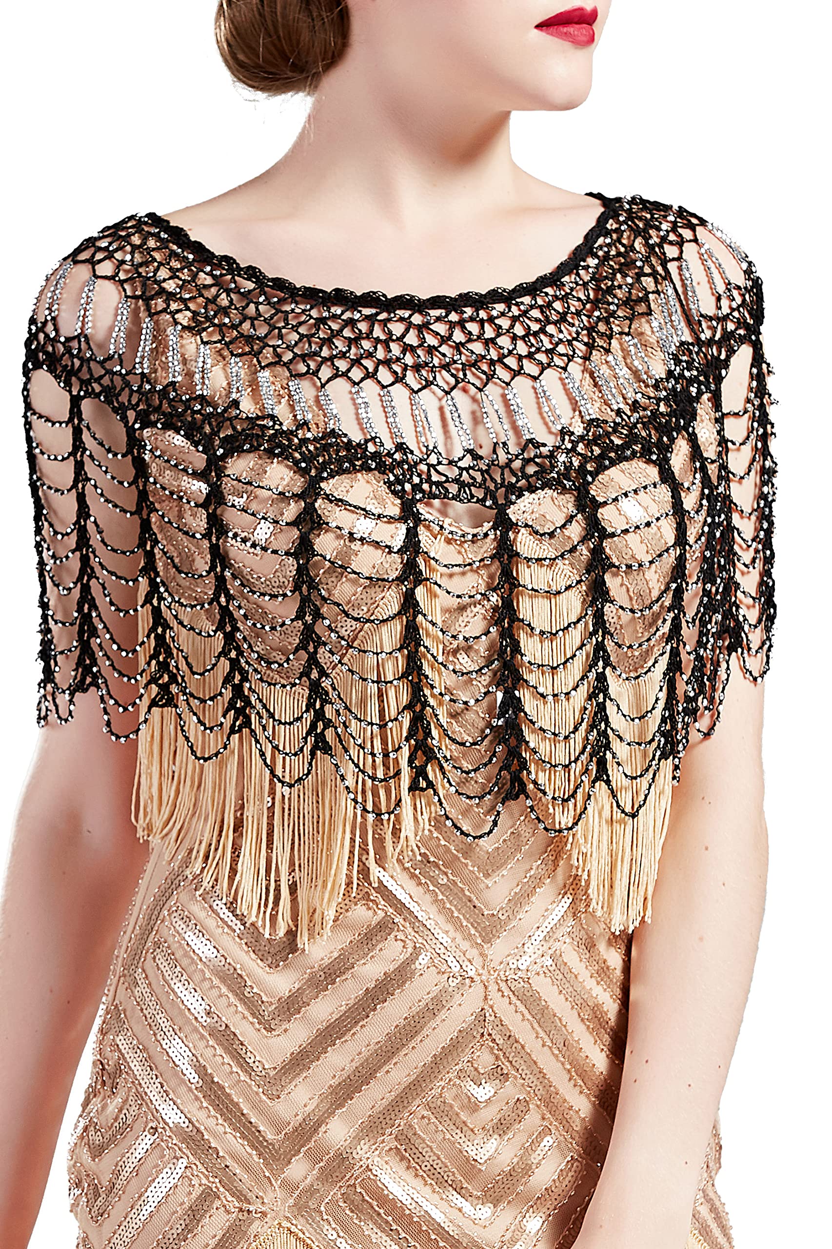 BABEYOND 1920er Perlen Schal Gatsby