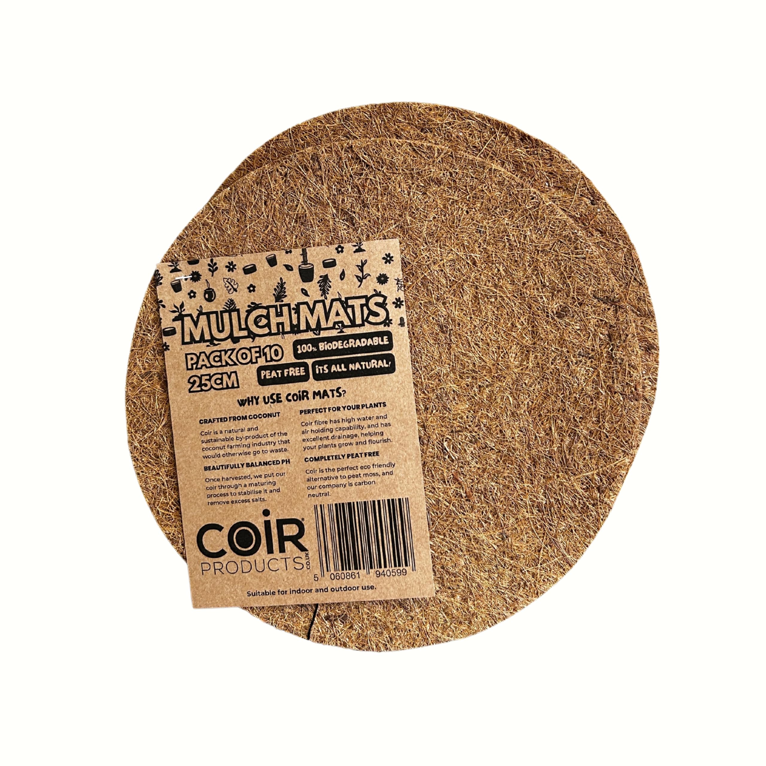 Coir Mulch Mats 20 Packs | Coir Fibre Mats for Moisture Retention & Garden Weed Control (18cm)