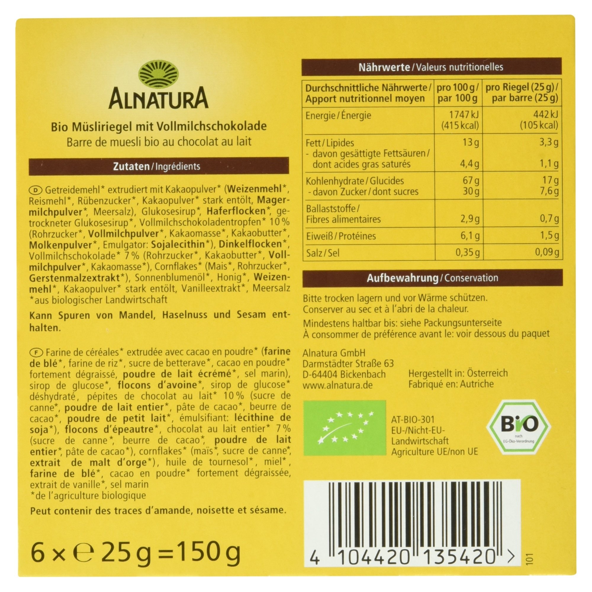 Alnatura Bio Müsli-Riegel Schoko, 150 g