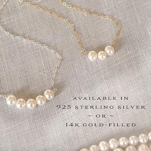 Miniatura 3 de EFYTAL Regalos de dama de honor, collar de perlas cultivadas de agua dulce de plata de ley 925 para damas de honor, regalo de propuesta de dama de