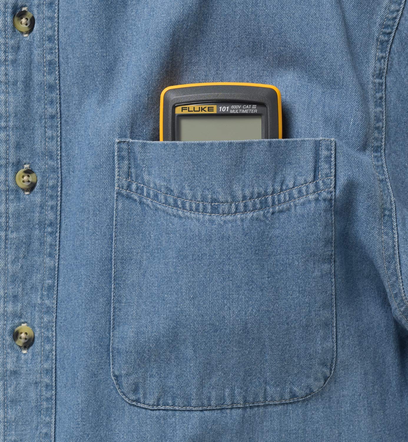 *Envío en el mismo día* Multímetro digital de bolsillo básico Fluke 101 Mediciones de voltaje y corriente Industrial Profesional Laboratorio Residencial Uso comercial Modelo de electricista: Fluke 101