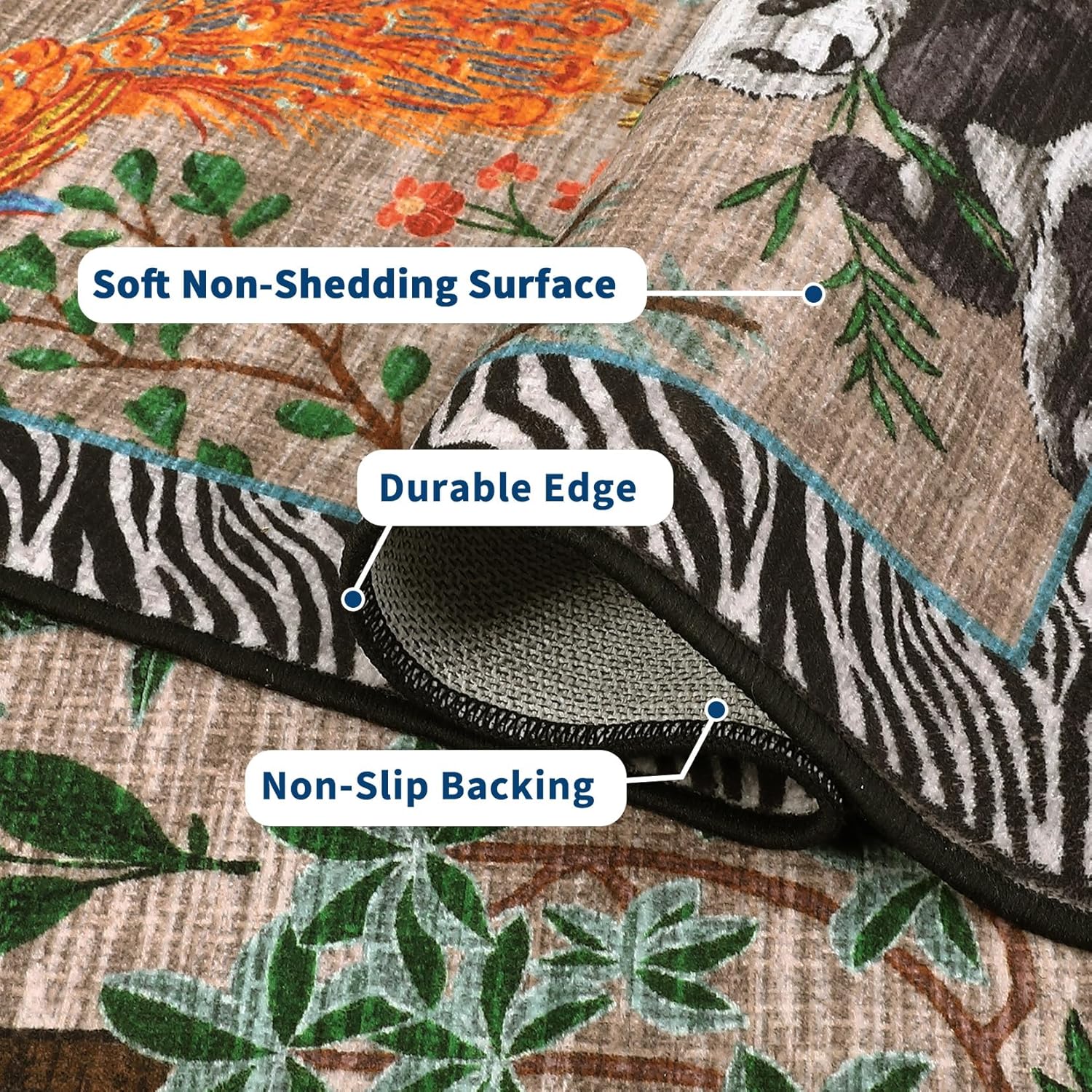 Garvee Washable Runner Rug 2x6 Ultra-Soft Jungle Plant Animal Hallway Runner Rug Stain-Resistant Low Pile Floor Carpet Indoor Non-Shedding Accent Runners for Entryway Laundry Kitchen Bedroom Brown