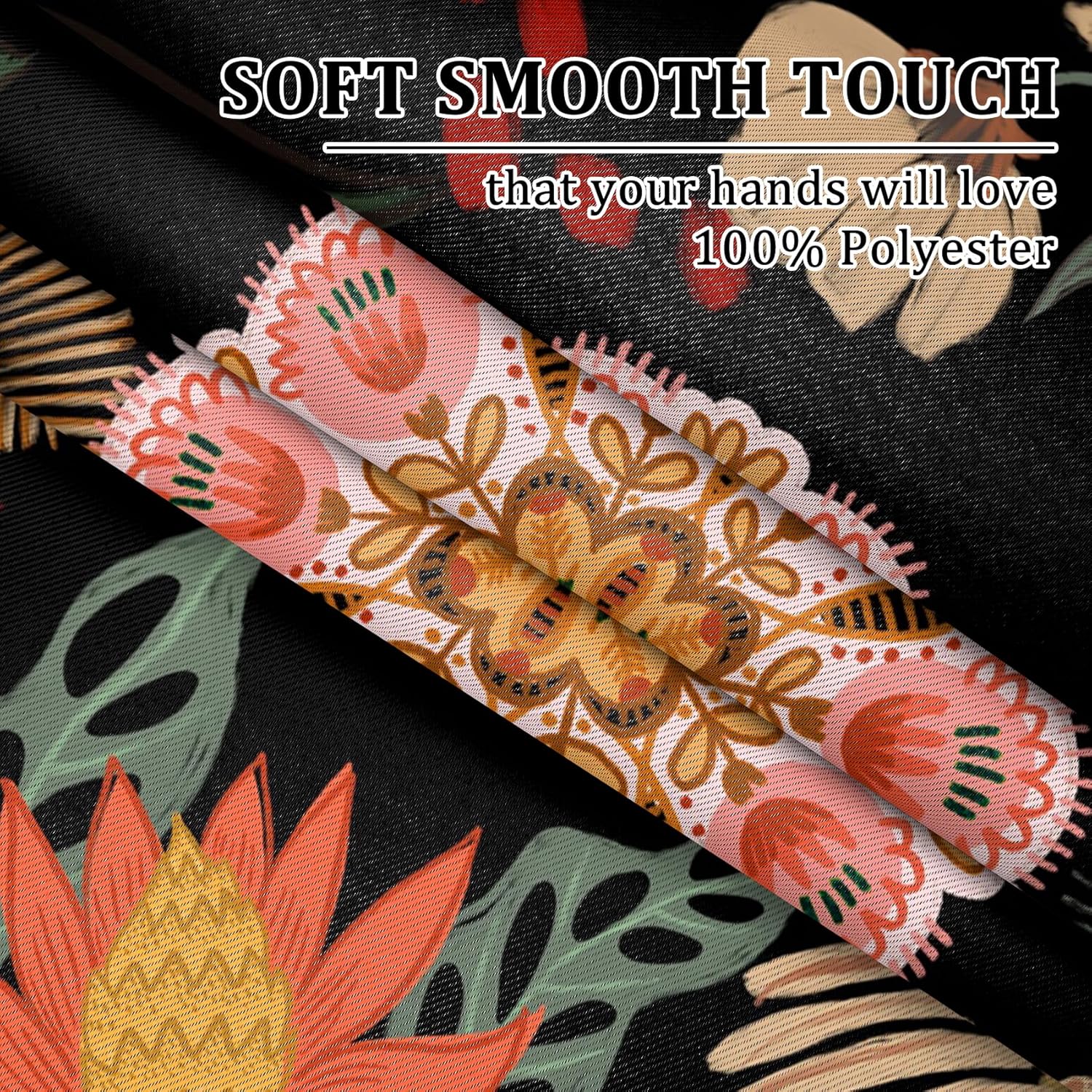 Renaiss 52 x 84 Inch Boho Floral Blackout Curtains for Living Room 84 inch Long Mid Century Botanical Black Out Curtains for Bedroom Grommet Thermal Insulated Room Darkening Window Drapes 2 Panels