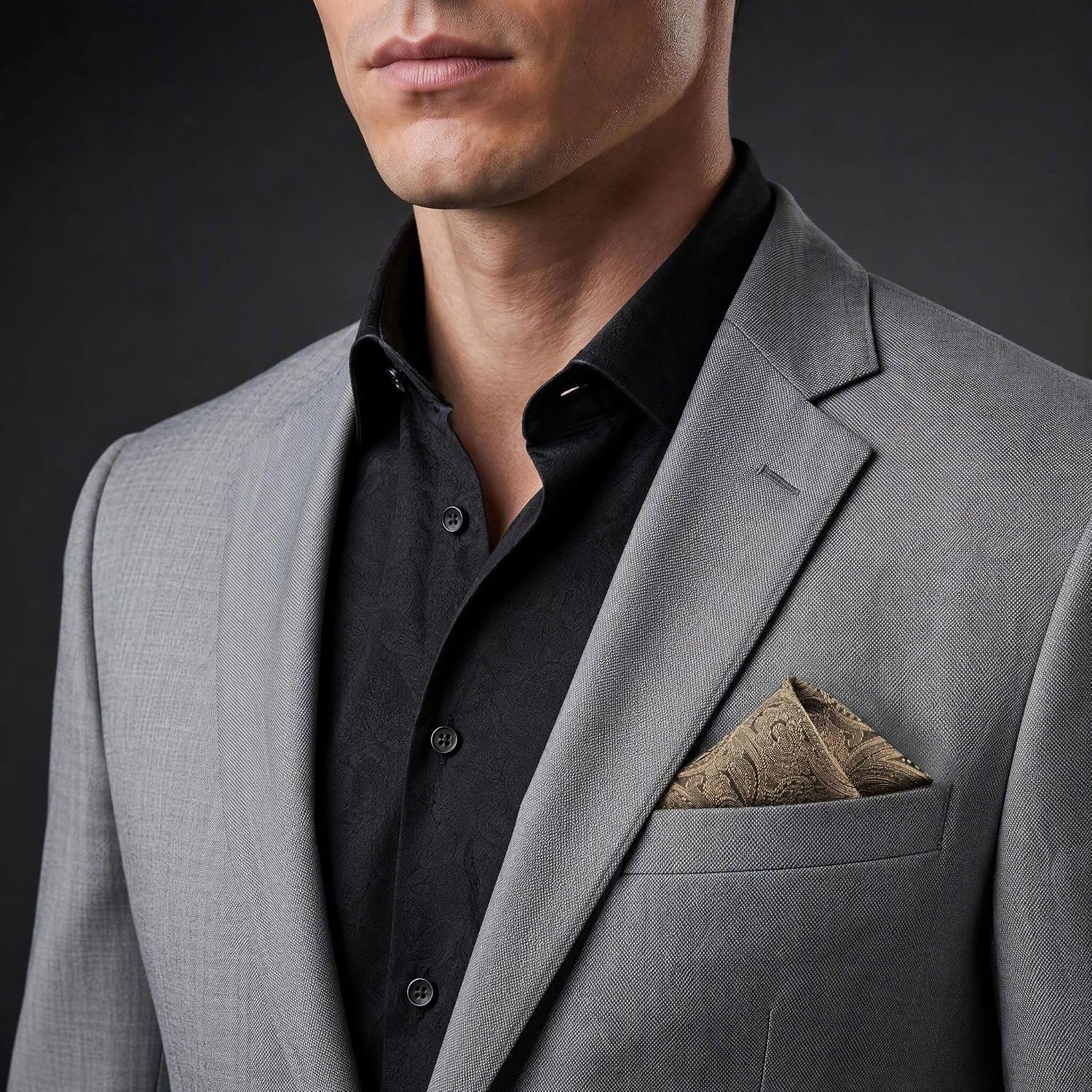 S&W SHLAX&WING Mens Pocket Square Paisley White Black Elegant Large Party Woven image 5