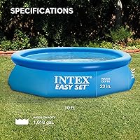 Vista 2 de Intex Easy Set - Piscina inflable redonda de 10 pies x 30 pulgadas sobre el suelo con paredes laterales de 3 capas de calibre 30 y tapón de drenaje